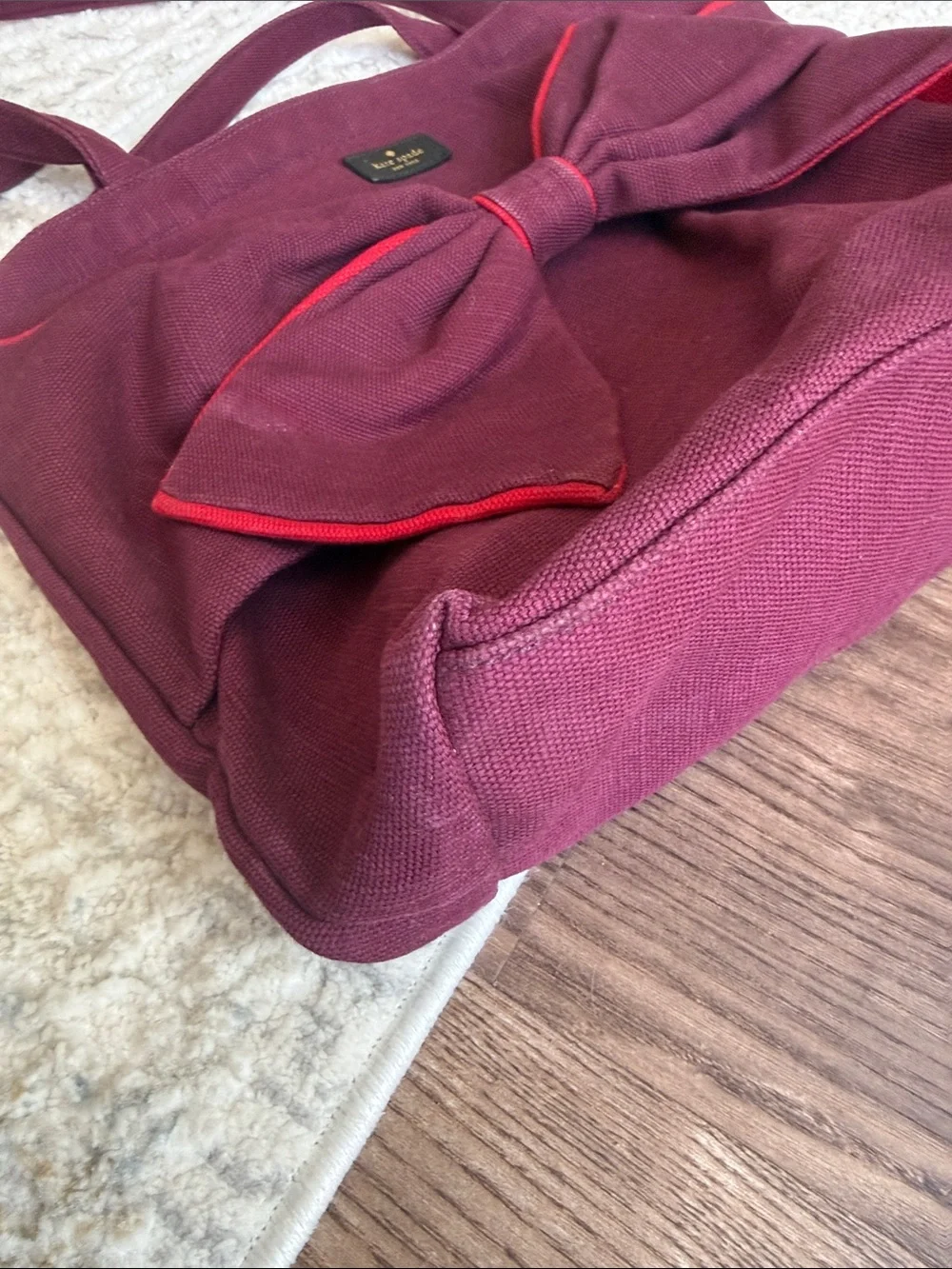 KATE SPADE Jack Spade On Purpose Canvas Bow Tote Bag in Cherry UVRU0161